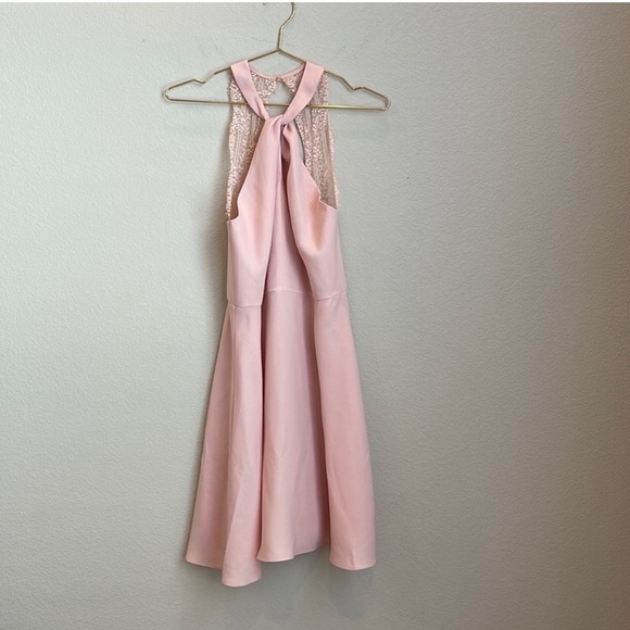 CeCe Pink Halter Neck Lace Back Fit & Flare Dress Size 2 - Picture 2 of 9